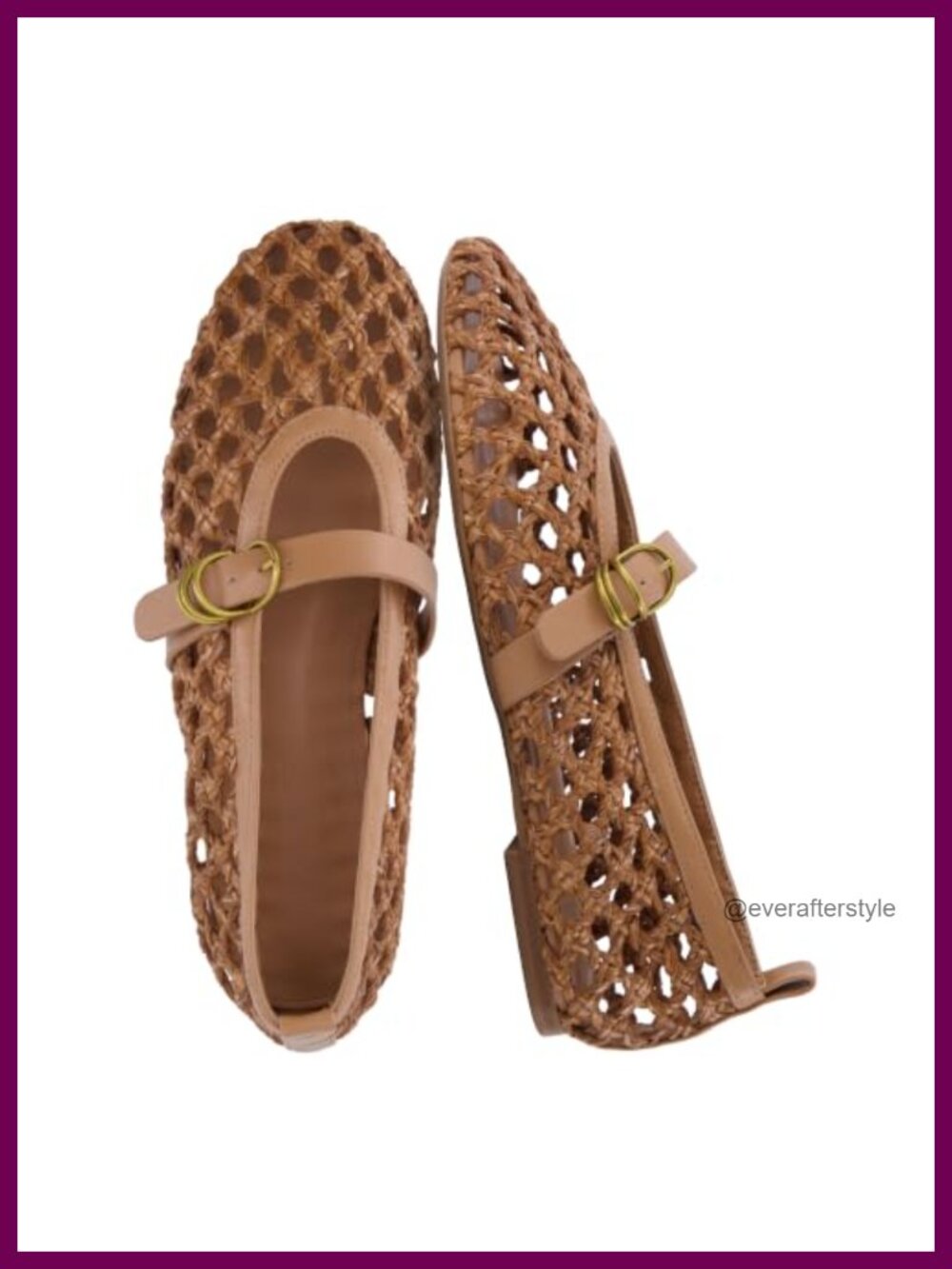 Woven Mary Jane Flats Memory Foam Faux Leather Adjustable Buckle